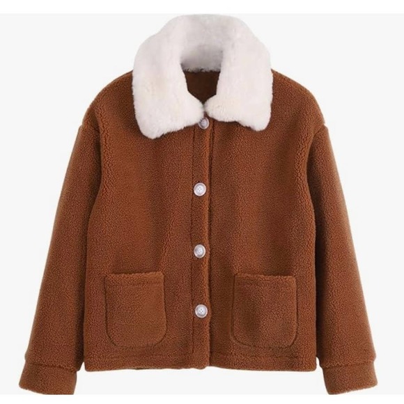 Zaful Jackets & Blazers - New ZAFUL Women's Faux Fur Coat Zip Up Long Sleeve Cropped Jackets with Pockets